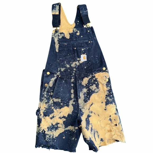 Carhartt Other - custom-distressed‎ Carhartt bib overalls Cutoff Shorts. Size 30 Navy Blue Cargo
